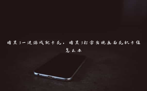 暗黑3一进游戏就卡死,暗黑3打字出现画面死机卡住怎么办