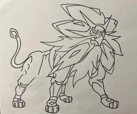 精灵宝可梦神兽简笔画教程：毛发绘制至尾巴添加全解析